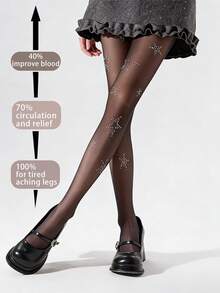 Shiny Rhinestone Star Transparent Pantyhose, Stretchy Anti-Snag Sexy Slimming Tights For Spring/Summer - Multicolor - View 9