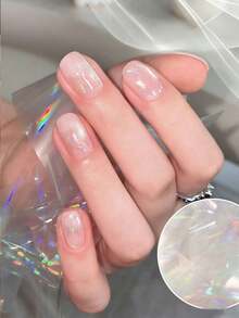 10卷极光美甲箔激光美甲贴纸玻璃纸美甲贴纸彩色美甲贴纸全息3D美甲装饰女士 - 彩色 - 查看 3