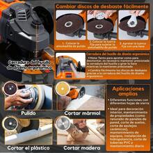 125mm Esmeriladora Angular Inalámbrica,20V Amoladora Inalámbrica-1300W Motor Sin Escobillas,9000RPM Amoladora Angular Con 2 baterías - Naranja - Ver 8