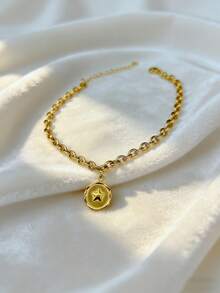 1件18K镀金不锈钢星形吊坠脚链，休闲时尚，适合日常佩戴、度假、旅行 - 金色 - 查看 4