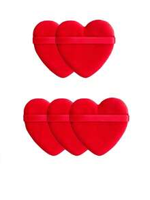 54pcs/15pcs/5pcs Heart-Shaped Flocked Makeup Sponges, For Setting Makeup, Soft And Fluffy With Texture, Suitable For Face And Body Powder Puffs, Mixed Set Makeup Beauty Tools - Red - View 4