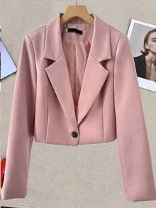 New Spring/Autumn Designer Short Blazer Jacket, Elevating Your Look. As A Minimalist Casual Women's Short Suit Jacket, It Exudes Elegance, Youth, And Vitality. Suitable For Attending Banquets, Weddings, Valentine's Day Or Other Important Occasions, As Well As Parties. - 淺粉色 - 查看 2