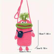 Fashion Handmade Crocheted Animal Print Crossbody Bag- For Women(Cute Flip-Top Phone Pouch, Perfect Fashion Accessory) - Pink - View 5