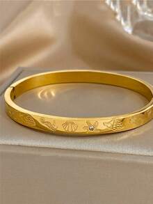 1pc Exquisite Fashion Stainless Steel Bracelet Set, Simple Delicate Stackable Cuff With Marine Style, Great For Daily Work Commute, Casual Brunch Dates, Evening Parties And Social Gatherings, Ideal Gift Choice For Birthdays And Festivals, Comfort Fit, Durable And Not Easy To Fade, Elevate Your Whole Look In A Gentle Way - Multicolor - View 2