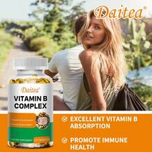 Vitamin B Complex Supplement (With Calcium) - Supports Nervous System, Immune System Health And Energy Metabolism - Contains Thiamine, Riboflavin, Niacin, Vitamin B6, Etc. - 120 Softgels - 1瓶 - 查看 4