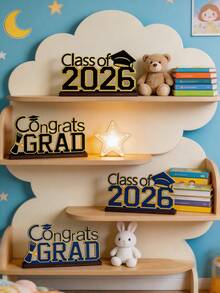 2/4件套2026毕业季装饰套装 - 2026毕业季木质桌面摆件，“恭喜毕业”木质标牌，毕业季桌面牌匾。多层托盘装饰，适用于2026毕业派对；完美适用于毕业派对、单身派对、生日派对和毕业季。送给准毕业生的最佳礼物。桌面装饰（蓝色、橙色、黑色和金色）。 - 多色 - 查看 2