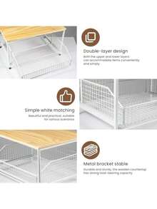 Kitchen Storage Rack - High-Quality Countertop Organizer With Drawers, Vintage Metal Design, Perfect For Storing Utensils, Spices, Coffee And Seasonings, Ideal Space-Saving Solution - Multicolor - View 6