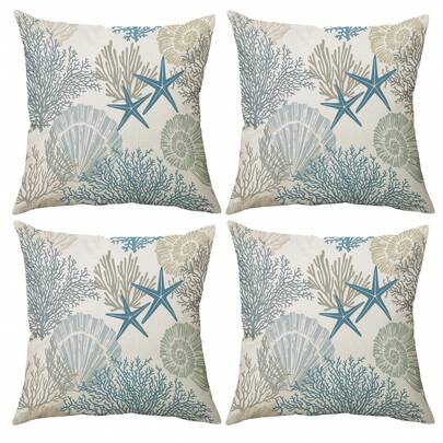 1pc/4pcs Our Home Printed Throw Pillow Cover, Single-Sided Print, 40*40cm, 45*45cm, 50*50cm, Suitable For Sofa, Living Room Decor, Everyday Use