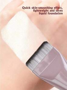 1支新月形粉色底化妆刷，弧形扁平刷头，超薄设计，适用于粉底、遮瑕、腮红、修容、散粉 - 彩色 - 查看 5