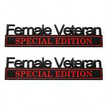 2Pcs Female Veteran Special Edition Car Emblems 3D Raised Car Bad Exterior Truck Stirs Fender Decal Black/Red - Đen/Đỏ - Xem 1