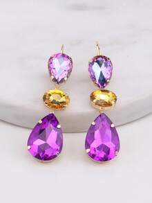 1 Đôi bông tai dài đính đá Rhinestone hàn hợp kim đồng thủ công cho nữ - phong cách 1 - Xem 19