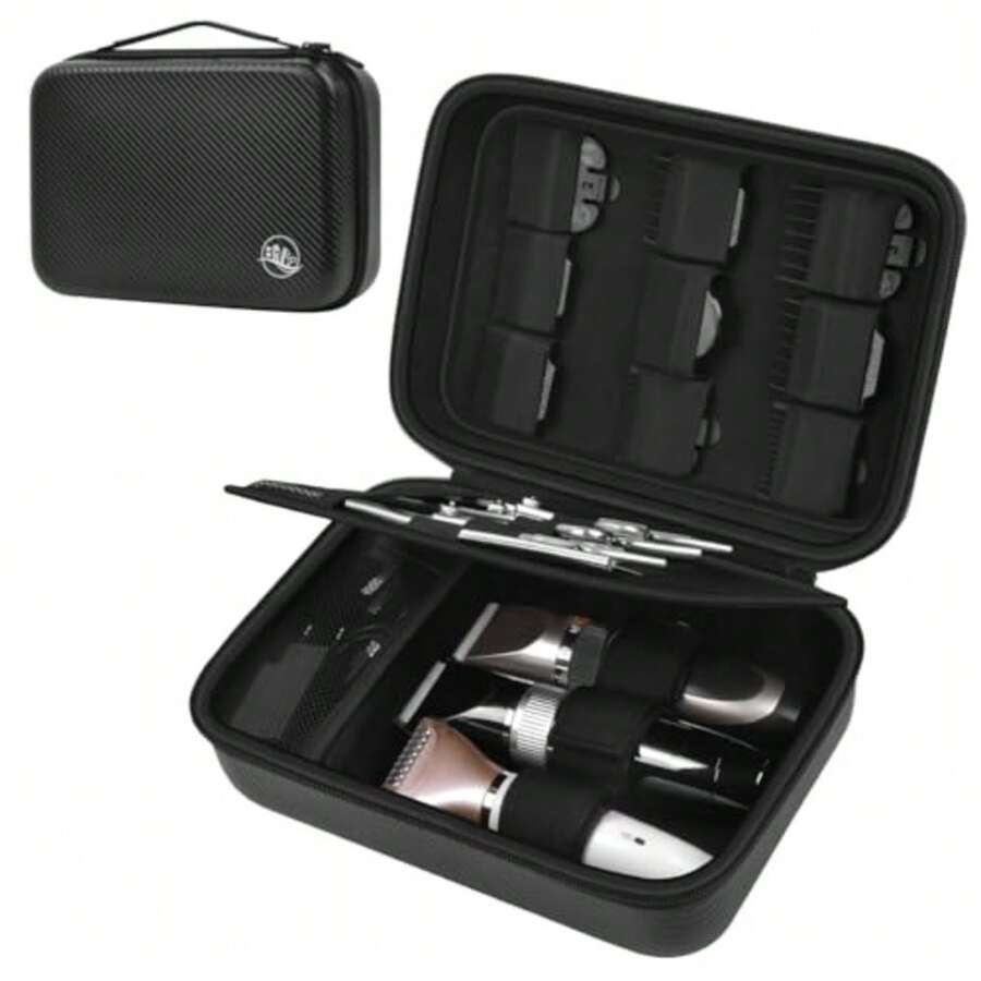 Barber Accessories Bag for Clippers and Supplies Mens Hair Trimmers Box Portable Clipper Storage Holder Organizer for Hair Cutting Guard Grooming Kit and Barbers Supplies Bag Only -Black - Negro - Ver 1