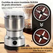 Molino Pulverizador Electrico De Cafe Hierbas Especias - Plateado - Ver 8