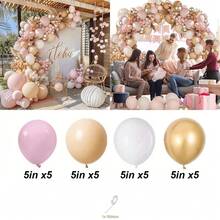 Bộ 115 bóng bay màu hồng nhạt, trắng và nude, kèm bóng bay kim loại vàng, thích hợp trang trí cho Ngày Valentine, Lễ đính hôn, Đám cưới, Tiệc cưới hỏi, Sinh nhật, Tiệc mừng em bé. - Nhiều màu - Xem 8
