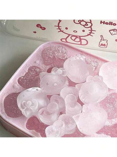 SANRIO Silicone Ice Cube Tray With Lid - Cute Cartoon Shape, Perfect Molding, Suitable For Home Ice Making