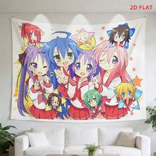 1pc A Large Tapestry Featuring Anime Characters In School Uniforms, With Colorful Hair And Outlined Stars, Perfect For Decorating Walls In Bedrooms, Living Rooms, Meditation Spaces, Offices - Multicolor - View 1