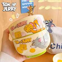 TOM AND JERRY. Cheese Bowl Set - Bring Classic Cartoon Fun To Your Dining Experience | Ceramic Bowls With Adorable Cartoon Patterns, Suitable For Breakfast And Dinner - Durable And Dishwasher , Start Your Day With A Lovely Cartoon Bowl Atmosphere In The Kitchen! - Multicolor - View 6