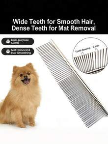 宠物美容梳理打结刷，专业不锈钢跳蚤梳，适用于犬猫 - 查看 1