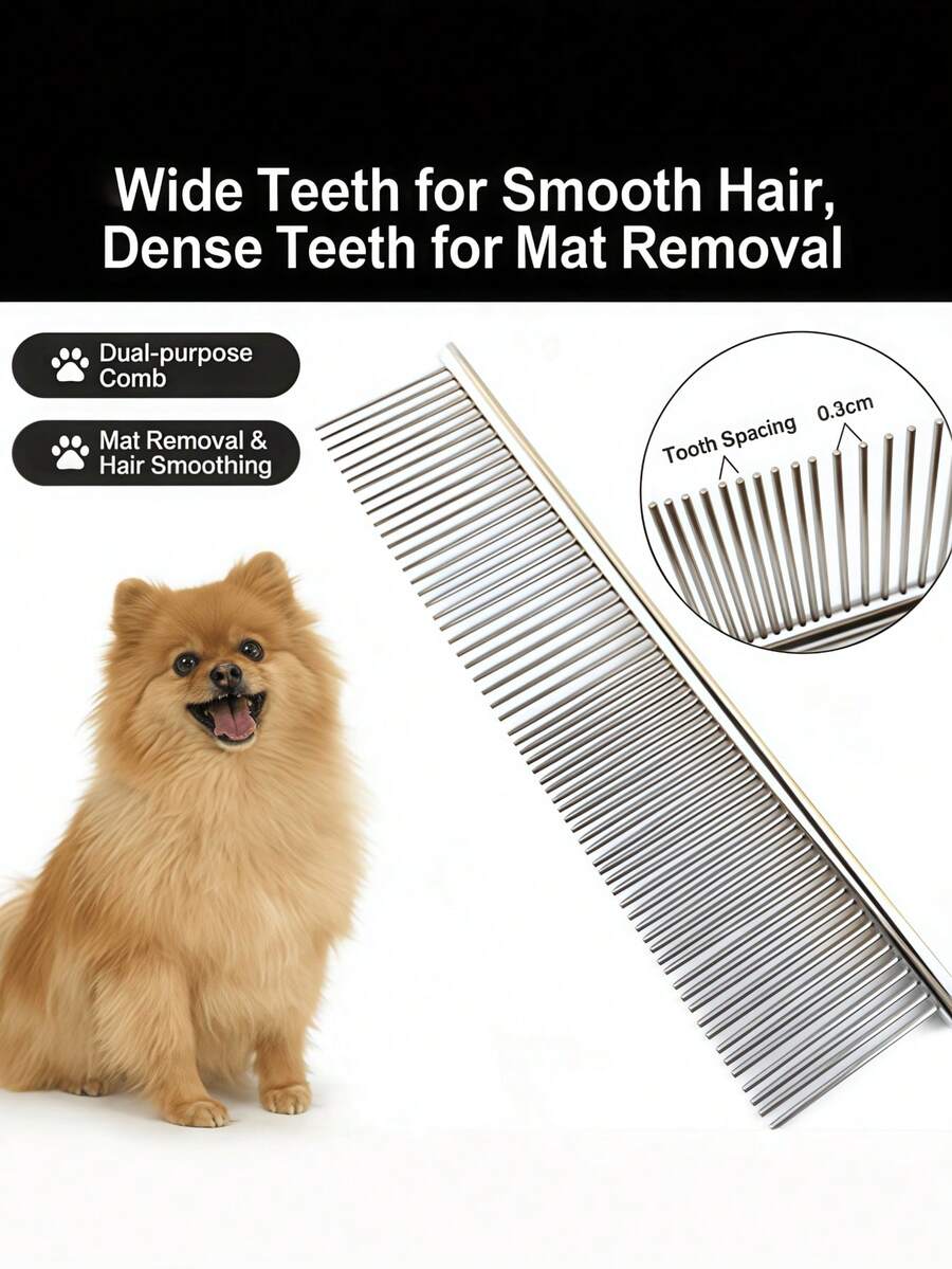 宠物美容梳理打结刷，专业不锈钢跳蚤梳，适用于犬猫 - 查看 1