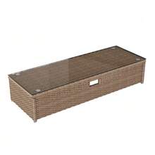 Poly Rattan Garden Furniture For 2 To 4 People, Garden Sofa, Lounge Sofa, Adjustable Coffee Table, Removable Awning, PE Rattan And Foam, Khaki - Apricot - View 10