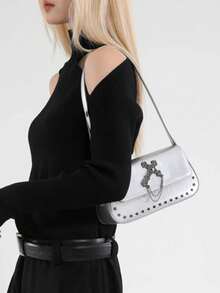 2026 New Fashion Bag, Niche Gothic Style Cross Baguette Bag, Chic Ladies' Handbag, Retro Versatile Underarm Shoulder Bag - Multicolor - View 4