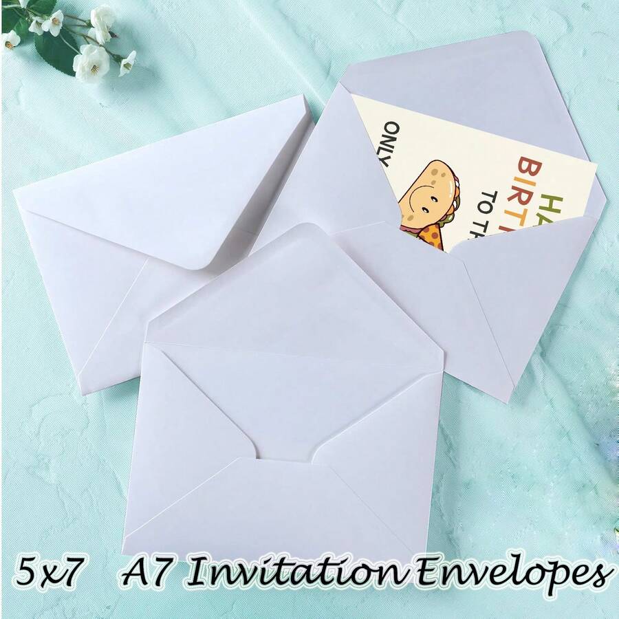 Bộ 50 phong bì trắng A7 5x7 inch, phù hợp cho thiệp 5x7 inch, tiệc tùng, ảnh, bưu thiệp, sinh nhật, đám cưới, thiệp mời, lễ tốt nghiệp, gửi thiệp chúc mừng, tiệc mừng em bé, thiệp cảm ơn, kích thước 5.25 x 7.25 inch/13.3 x 18.4 cm (Trắng) - trắng - Xem 1