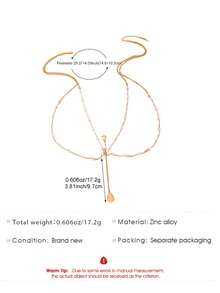 1件时尚性感仿珍珠贝壳吊坠身体链/项链，适合女性海滩度假佩戴，是送给朋友、家人、情侣的难忘礼物，手工制作的珠宝配饰 - 金色 - 查看 6