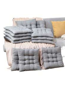 6 Square Chair Cushions, 40x40 Seat Cushions, Home Decoration, Padded Mat Cushion, Comfortable And Colorful, For Indoor And Outdoor Use (Gray) - Xám - Xem 2