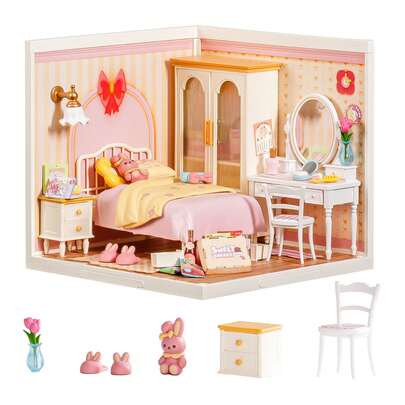 Robotime Rolife Super Creators DIY Plastic Mini House Building Set - 3D Puzzle With LED Lights, Compatible With Mini Figures, Multiple Themes Available, Suitable For Teenagers And Adults, Beautiful Home Décor, Ideal Christmas Or Birthday Gift, Kids Toys, Toys For Girl