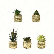 5 chậu hoa giả, cây mọng nước giả, đồ trang trí hoa bằng nhựa, thích hợp trang trí trong nhà/ngoài trời, nhà cửa, nhà bếp, bàn làm việc, trang trí đám cưới. Một món quà tuyệt vời và lời chúc tốt đẹp cho Ngày của Mẹ, Ngày của Cha, 520. - Bộ bonsai nhân tạo 5 món - Xem 4