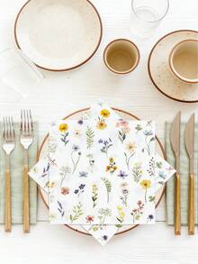20pcs 6.5-Inch Disposable Printed Napkins, Suitable For Picnics, Weddings, Bridal Showers, 1st Birthday Parties And Other Occasions - Multicolor - View 2
