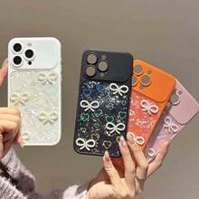 1 pezzo Custodia per telefono arancione alla moda e creativa, in materiale impermeabile e antiurto, con decorazioni laser olografiche a forma di cuore, fiocco 3D in perle, effetto bling bling di lusso, carina e alla moda, compatibile con iPhone serie 17, 11/12/12 Pro, 13/14/15, 13 Pro/14 Pro/15 Pro, 12 Pro Max/13 Pro Max/14 Pro Max/15 Pro Max, 16, 16 Pro, 16 Pro Max, 17, 17 Pro, 17 Pro Max - Arancione - Visualizzare 3