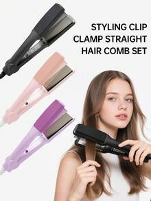 31pcs Pink Hair Straightener, High Temperature Styling Straightening Comb With Self-Adhesive Straightener Accessories, Hair Styling Tools, Carbon Fiber Plastic Straightener, Salon And Home Hair Straightener, Hair Styling Tools, Christmas/Valentine's Day Hair Styling Tools - Multicolor - View 2