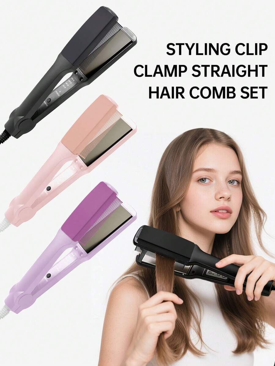 31pcs Pink Hair Straightener, High Temperature Styling Straightening Comb With Self-Adhesive Straightener Accessories, Hair Styling Tools, Carbon Fiber Plastic Straightener, Salon And Home Hair Straightener, Hair Styling Tools, Christmas/Valentine's Day Hair Styling Tools