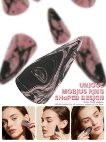 Rocket Head Makeup Sponge Set, Black, Pink, Black & White, Multi-Color, Dual-Use Dry & Wet, Suitable For Liquid Foundation And Loose Powder Makeup Beauty Tools - Multicolor - View 8