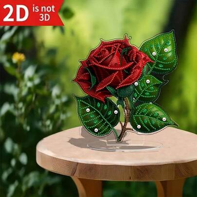 2D Flat Rose Pattern Diamond Painting Decor Set - Mother's Day/Father's Day Gift, Custom Creative Decoration With Asymmetrical Rhinestones And Diamonds
