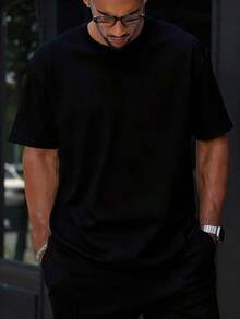 Men's Solid Color Short Sleeve T-Shirt, Comfortable, Breathable, For Summer. - Black - View 9