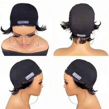 6英寸直发全机织假发，带刘海，真人发丝，超舒适，即戴即走，亲肤保护假发，棉质帽 - SNatural - 查看 6