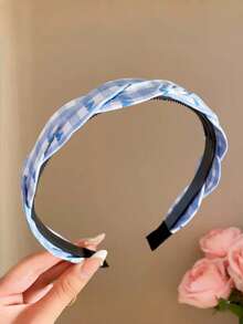 1 chiếc băng đô kẻ caro cho bé gái, băng đô tết đa năng chống trượt. - Màu xanh lam - Xem 3