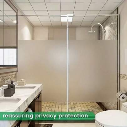 1pc Self-Adhesive Frosted Window Sticker - Privacy Glass Film For Bathroom, Bedroom, Office & Home, Opaque Light Blocking Window Covering With Translucent Effect, Easy To Cut To Size, Great For Rental-Friendly Home Decor & Permanent Installation