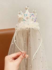 Fashionable Mesh Crown Headband, Elegant Princess Birthday Hair Accessory - Multicolor - View 5