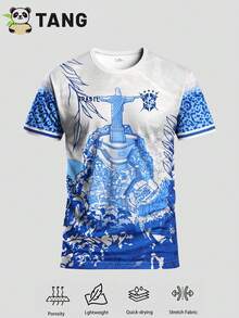 Customized Brazilian Style Statue Soccer Jersey, Comfortable Round Neck Sports, Suitable For Soccer Training, Casual Wear, And Gift, World Cup 2026 Fan Gear - Blue - View 9