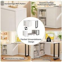 This 2-In-1 Desk And Fold-Down Bed Features A Metal Bed Frame And Legs, A 4 Cm Thick Mattress, Casters, A Single Cabinet With Two Storage Compartments, And Is White. - White - View 7