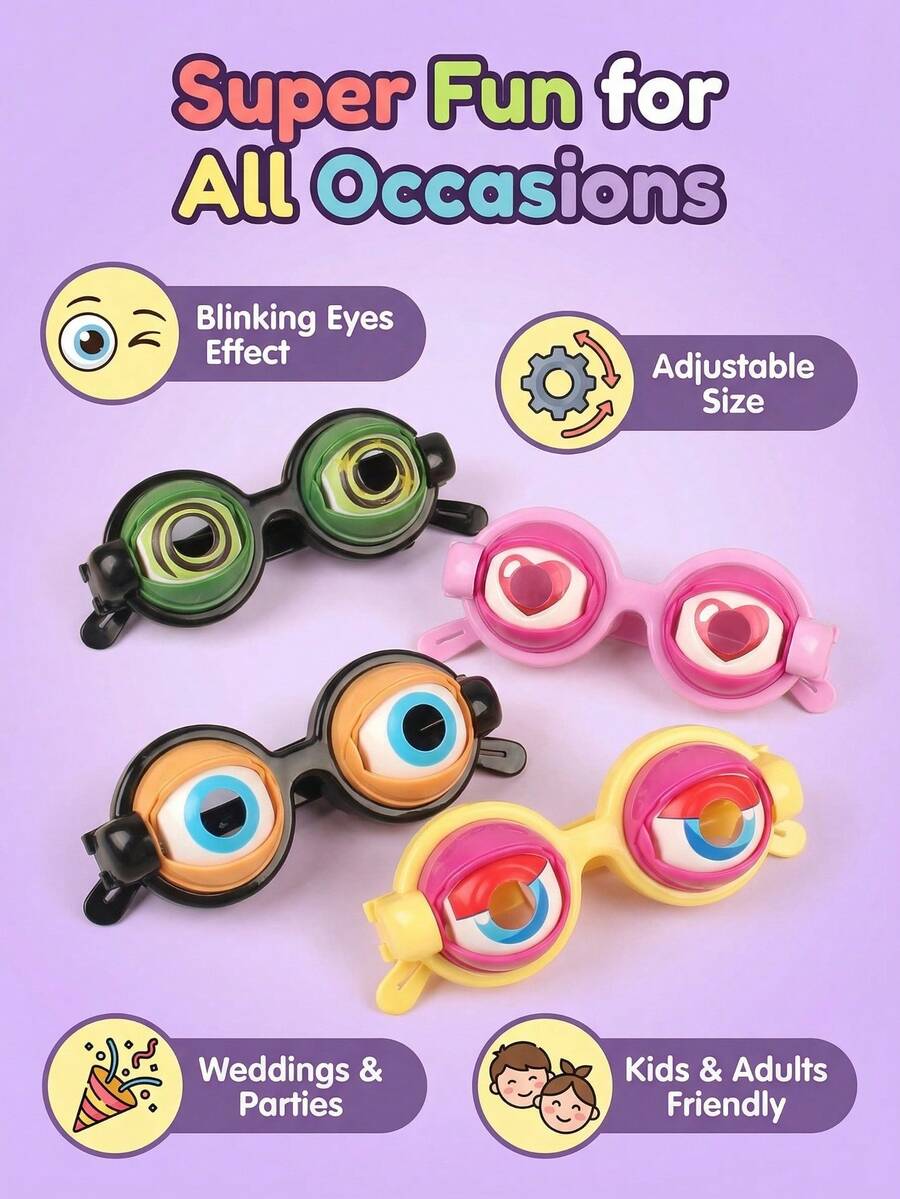Fun Flashing Glasses | 4 Styles, String Control, Party Prank Toys, Suitable For Weddings And Party Events, Adjustable Size - Blinking Glasses - View 1