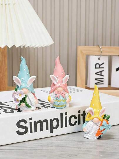1 Set Cute Rabbit Decorative Figurines. Resin Sculpture, Suitable For Living Room, Home Decor, Patio And Garden Center Decoration. They Can Also Be Used As Garden Decor, Funny Design, Exquisite Sculpture Ornaments, Garden Sculpture, Home Decor.