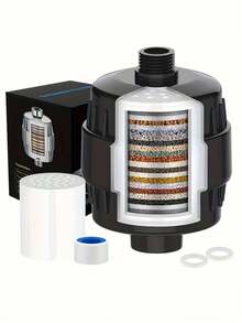 45 Grad Wandmontierter Duschfilter, umfassende Wasserfiltrationsaufwertung, geeignet für alle Duschköpfe und spezielle Wasserhähne, gefrostete Oberfläche, robuste Struktur, effiziente Wasserfilterung, entfernt Chlor und Schwermetalle - Verschiedenfarbig - Übersicht 5