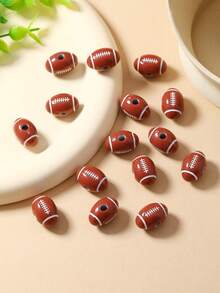 15 件亚克力美式足球/橄榄球形状珠子，大孔，适合制作手链、项链、鞋带、松紧带、DIY 配件 - 彩色 - 查看 6