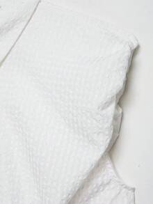 Plaid Button-Front Casual Summer Versatile Blouse For Women - White - View 7