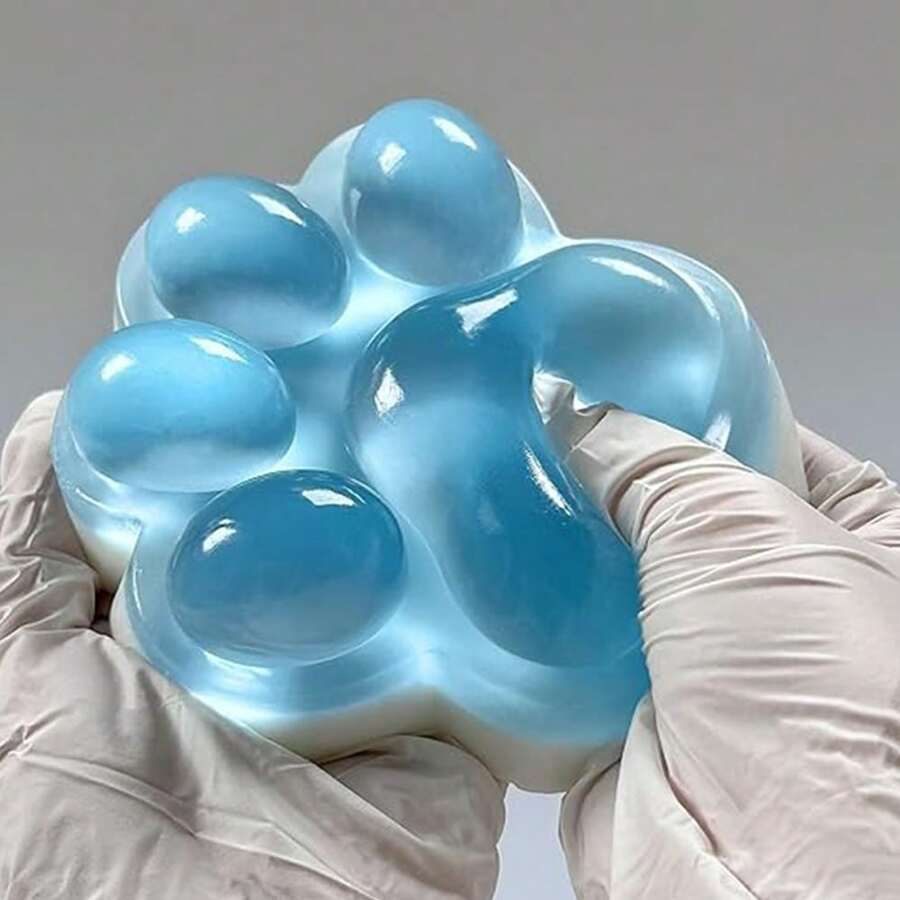 5英寸蓝色可爱猫爪挤压玩具，大号减压玩具，感官玩具，成人生日派对礼物，缓解焦虑玩具