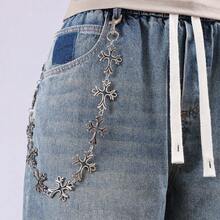 1 pieza Cadena de metal para pantalones vaqueros, cadena de cintura de alta gama de nicho para hombres con estilo hip hop - Plateado - Ver 2